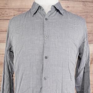 John Varvatos U.S.A. Shirt Mens Large Gray Button Down Long Sleeve Cotton Casual